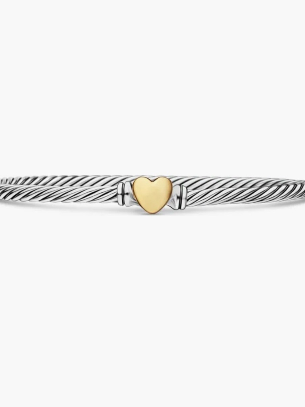 David Yurman Two-Tone Cable Bracelet with Gold Heart